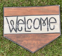 Stained Modern Welcome Door Hanger