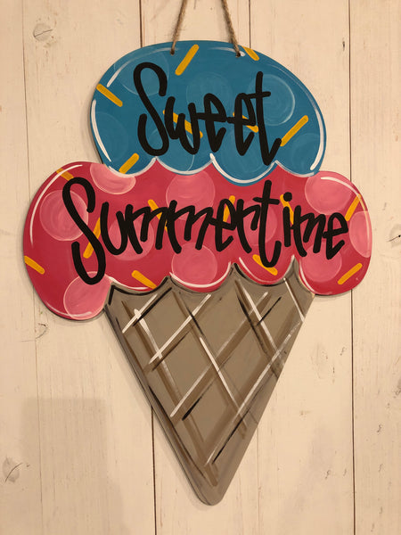 Sweet Summertime Ice Cream Cone Door Hanger