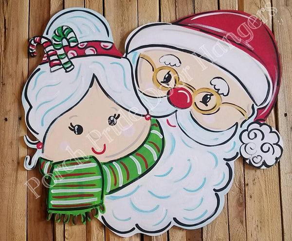 Mr and Mrs Clause Christmas Door Hanger